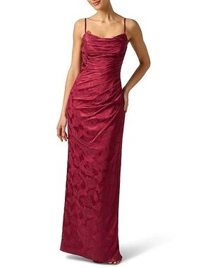 Adrianna Papell Burgundy Ruched Spaghetti-Strap Maxi Dress new with tags